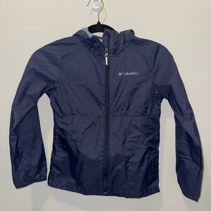 Girls - Columbia Dark Blue Hooded Windbreaker - Small 7/8